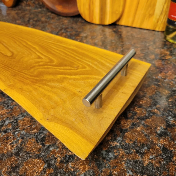 Handmade in USA Rustic Raw Edge Charcuterie Board Tray Serving Honey Oak Natural - Picture 2 of 6